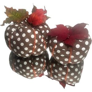 Fall Decor fabric pumpkins thanksgiving decorations polka dots brown white